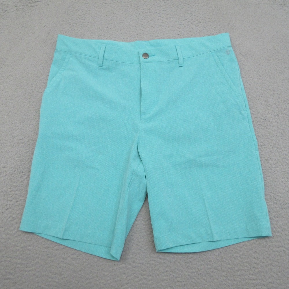 Adidas Crosshatch Golf Shorts Men 34x10 Green Stretch Performance Preppy Resort